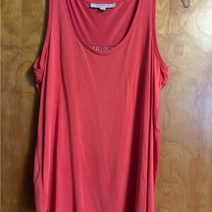 LOFT Orange Mixed Media Sleeveless Relaxed Top